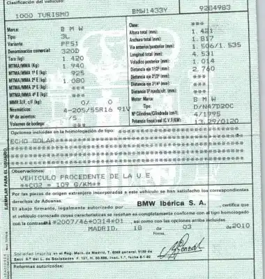 Vehículo de desguace bmw                                                3 (e90)                                                                                                                                                                                                                                                    320 d                                                                                                                                                                                                                                                      del año 2010 con motor n47 d20 c