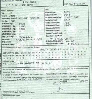 Утилизация автомобиля renault scénic iii (jz0/1_) 1.5 dci года 2009 питание k9kg832