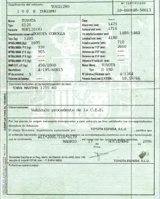 Veículo de Sucata toyota corolla (_e12_) 1.4 d (nde120_) do ano 2006 alimentado 1nd