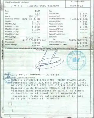 Scrapping Vehicle bmw x3 (e83) 2.0 d of the year 2007 powered 204d4