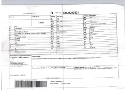 Утилизация автомобиля dacia dokker express furgoneta/monovolumen 1.6 lpg года 2015 питание k7ma828