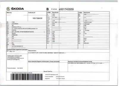 Scrapping Vehicle skoda rapid (nh3, nk3, nk6) 1.6 tdi of the year 2016 powered cxm Scrapping Vehicle skoda rapid (nh3, nk3, nk6) 1.6 tdi of the year 2016 powered cxm
