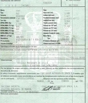 Veículo de Sucata fiat 500 (312_) 1.3 d multijet (312axb1a) do ano 2008 alimentado 169a1000