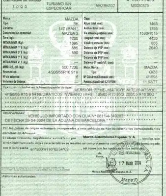 Veicolo di demolizione mazda 3 (bk) 1.6 (bk14) dell'anno 2004 alimentato z6