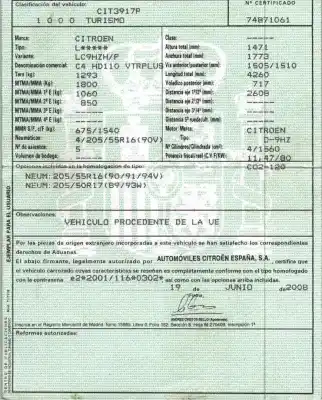 Veículo de Sucata citroen c4 i (lc_) 1.6 hdi do ano 2008 alimentado 9h01