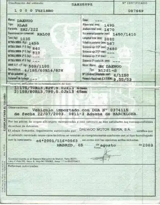 Veículo de Sucata daewoo kalos (klas) 1.2 do ano 2003 alimentado b12s1