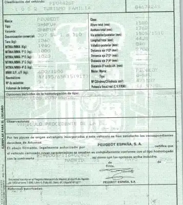 Здавання транспортного засобу peugeot 307 break/sw (s2) 1.6 16v cat року 2006 потужний nfu