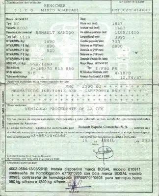 Здавання транспортного засобу renault kangoo (f/kc0) 1.9 diesel року 2001 потужний f8qp6