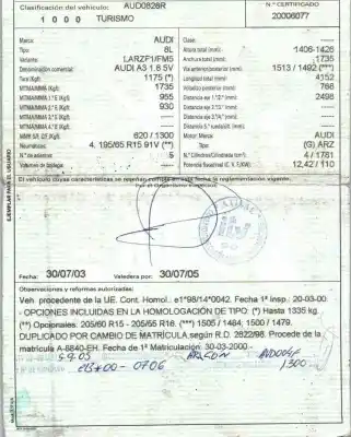 Здавання транспортного засобу audi a3 (8l) 1.8 20v turbo року 2000 потужний arz