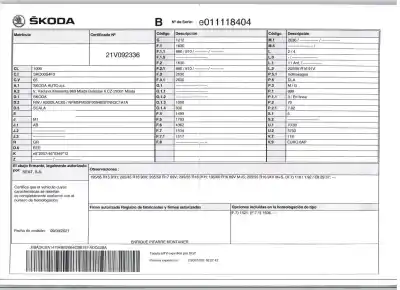 Утилизация автомобиля skoda scala (nw1) 1.0 tsi года 2021 питание dlac