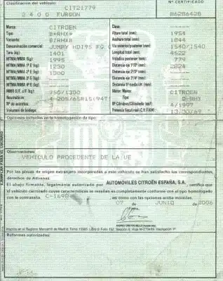 Veículo de Sucata citroen jumpy i (u6u_) 2.0 hdi 95 do ano 2006 alimentado rhx