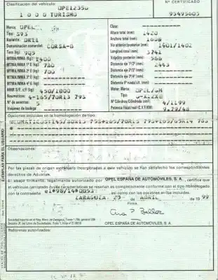 Veículo de Sucata opel corsa b 1.2 16v cat (x 12 xe / lw4) do ano 1999 alimentado x12xe