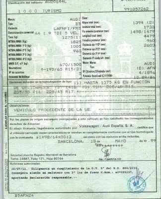 Veículo de Sucata audi a4 berlina (b5) 1.9 tdi do ano 1999 alimentado afn