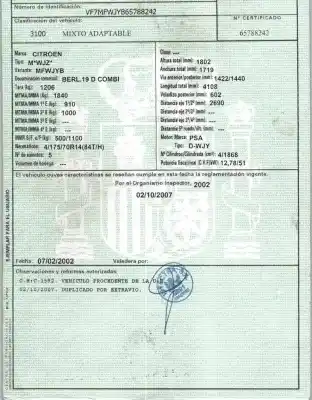 Здавання транспортного засобу citroen berlingo 1.9 d multispace року 2002 потужний wjy