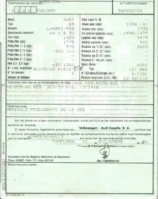 Scrapping Vehicle audi a4 berlina (b5) 1.8 t of the year 1996 powered aeb