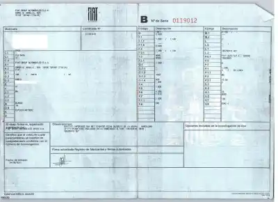 Veicolo di demolizione fiat doblo cargo 1.3 16v jtd cat dell'anno 2011 alimentato 199a3000