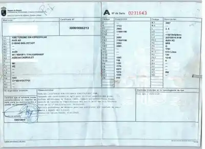 Veículo de Sucata audi a4 b6 descapotable (8h7) 1.8 t do ano 2003 alimentado bfb