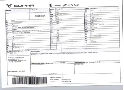 Здавання транспортного засобу cupra leon sp kl / cfducax0 1.5 leon sp e-hybrid200 року 2025 потужний duca