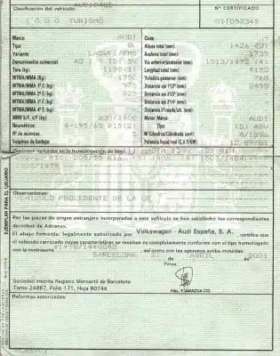 Утилизация автомобиля audi a3 (8l) 1.9 tdi года 2001 питание asv