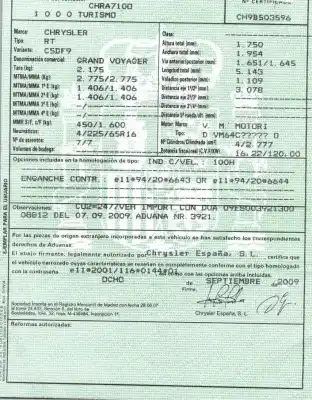 Vehicul casat chrysler grand voyager v (rt) 2.8 crd al anului 2009 alimentat vm64c