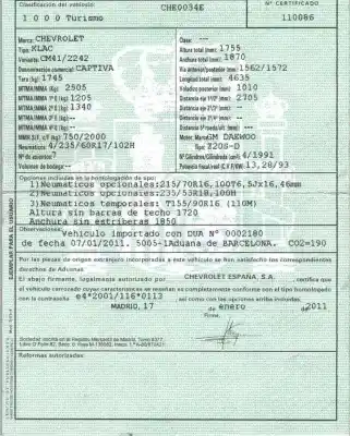 Scrapping Vehicle chevrolet captiva 2.0 diesel cat of the year 2011 powered z20s