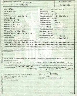 Утилизация автомобиля opel corsa 3 c 1.3 cdti 70ch manual года 2004 питание z13dt