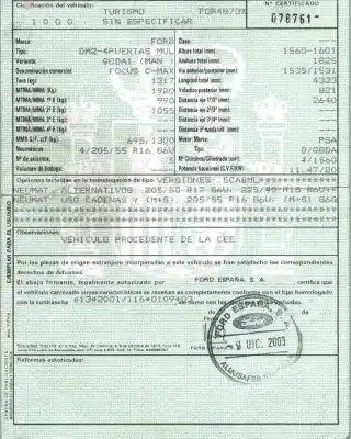 Scrapping Vehicle ford focus c-max (cap) 1.6 tdci cat of the year 2003 powered g8da