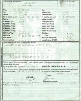 Veículo de Sucata citroen saxo 1.5 diesel do ano 2001 alimentado vjx