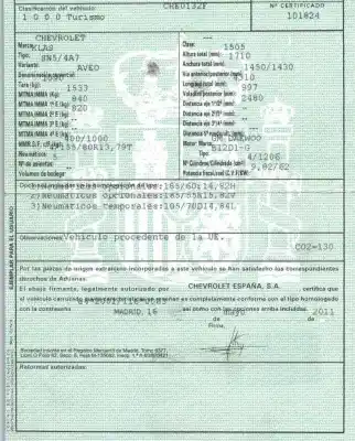 Scrapping Vehicle chevrolet aveo 1.2 cat of the year 2011 powered b12d1