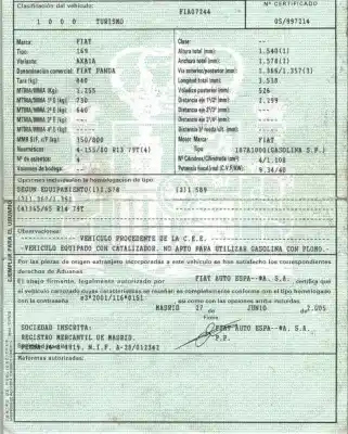 Veículo de Sucata fiat panda (169) 1.1 8v do ano 2005 alimentado 187a1000