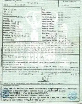 Scrapping Vehicle nissan note (e11, ne11) 1.5 dci of the year 2007 powered k9k