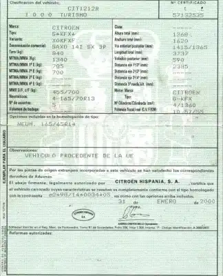 Scrapping Vehicle citroen saxo 1.4 sx of the year 2000 powered kfx