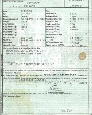 Veículo de Sucata citroen c4 coupe lx do ano 2006 alimentado 9hx