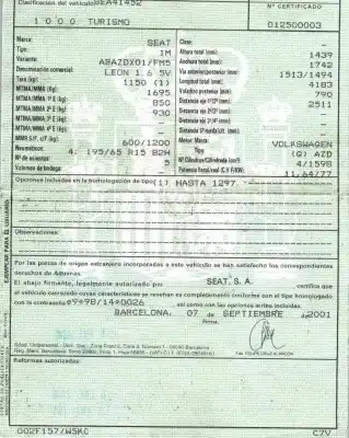 Scrapping Vehicle seat leon (1m1) 1.6 16 v of the year 2001 powered azd
