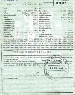 Scrapping Vehicle ford focus c-max (cap) 1.8 tdci turbodiesel cat of the year 2006 powered kkda