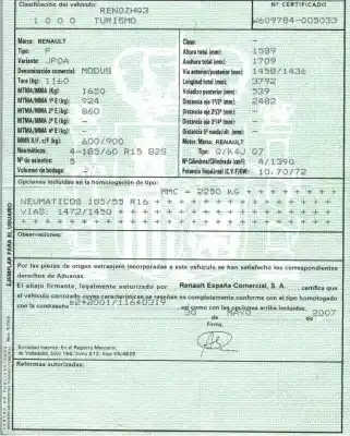Verschrottungsfahrzeug renault modus 1.4 16v des jahres 2007 angetrieben k4jg780