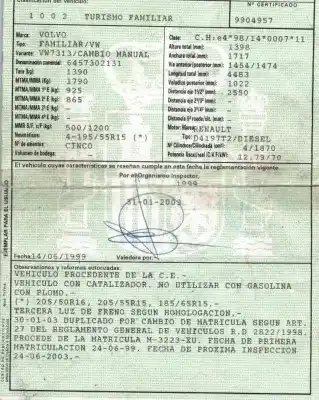 Scrapping Vehicle volvo v40 familiar 1.9 diesel of the year 1999 powered d4197t2