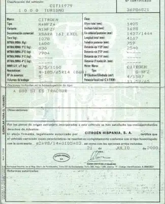 Veicolo di demolizione citroen xsara berlina 1.6 lx dell'anno 2000 alimentato nfz