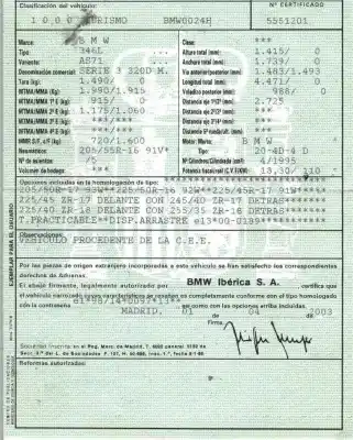 Утилизация автомобиля bmw serie 3 berlina (e46) 320d года 2003 питание 204d4