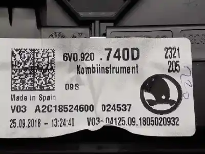 Автозапчастина б/у панель інструментів для skoda fabia ambition посилання на oem iam 6v0920740d  a2c18524600