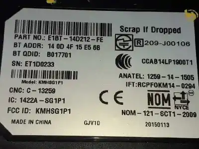Second-hand car spare part electronic module for ford focus lim. (cb8) trend oem iam references 2117959  e1bt14d212fe