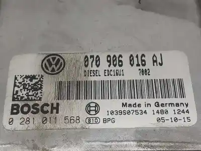 Second-hand car spare part ecu engine control for volkswagen t5 transporter/furgoneta combi oem iam references 070906016aj 1039s07534 0281011568