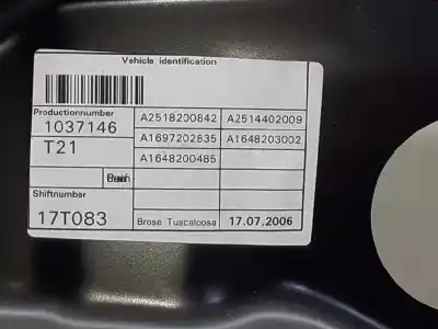 Автозапчасти б/у регулятор стекла переднего правого за mercedes-benz clase r (w251, v251) r 320 cdi 4-matic (251.022 251.122) ссылки oem iam a2517201679 a2514402009 a2518200842