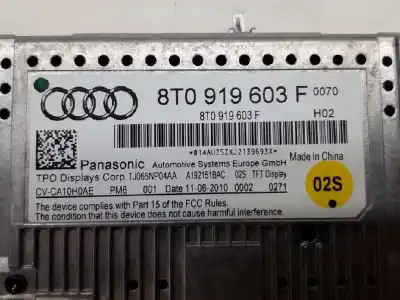 Second-hand car spare part multifunction display for audi a5 coupe (8t) 2.0 tdi oem iam references 8t0919603f tj065np04aa a192151bac