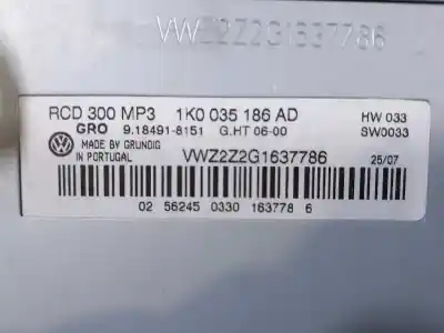 Second-hand car spare part audio system / radio cd for volkswagen passat b6 variant (3c5) 2.0 tdi oem iam references 1k0035186ad 9184918151 1k0035186ad