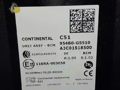 Автозапчасти б/у электронный модуль за kia niro business ссылки oem iam 954b0g5510  a3c01518500