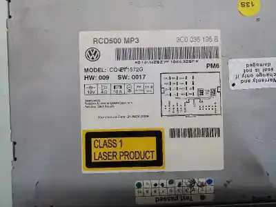 Автозапчастина б/у аудіо система / радіо cd для volkswagen jetta (1k2) advance посилання на oem iam 3c0035681bx  3c0035195