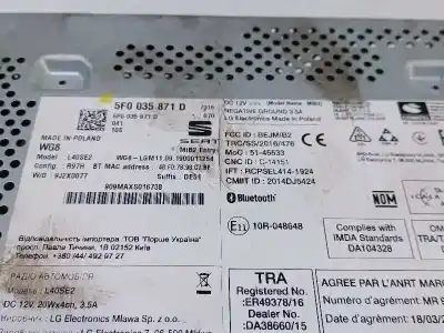 Second-hand car spare part audio system / radio cd for seat leon (5f1) reference oem iam references 5f0035871d l40se2 5f0035871d 041