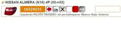 İkinci el araba yedek parçası sol kuyruk lambasi için nissan almera (n16/e) * oem iam referansları 265555m52a 265555m52a 16524231