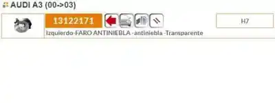 Автозапчасти б/у левая противотуманная фара за audi a3 (8l) 1.8 ambiente ссылки oem iam 8l0941699a 8l0941699a 13122171